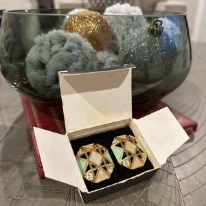 Vintage Avon Soft Geometric Earring Set - multi/gold - circa 1994, Pierced!